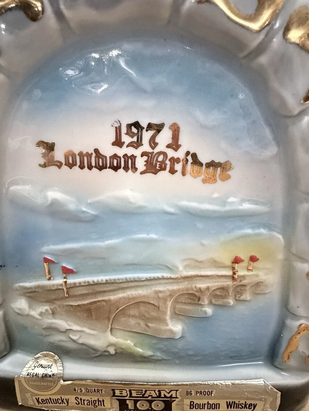 Vintage 1971 Jim Beam Decanter London Bridge Lake Havasu Bottle Empty 10